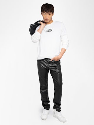 Kennedy Sweater - Round neck sweater with intarsia on the front.