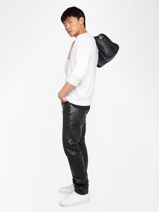 Kennedy Sweater - Round neck sweater with intarsia on the front.