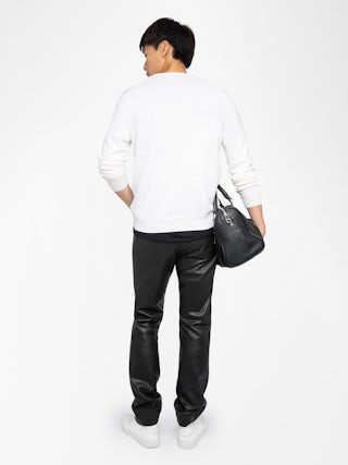 Kennedy Sweater - Round neck sweater with intarsia on the front.