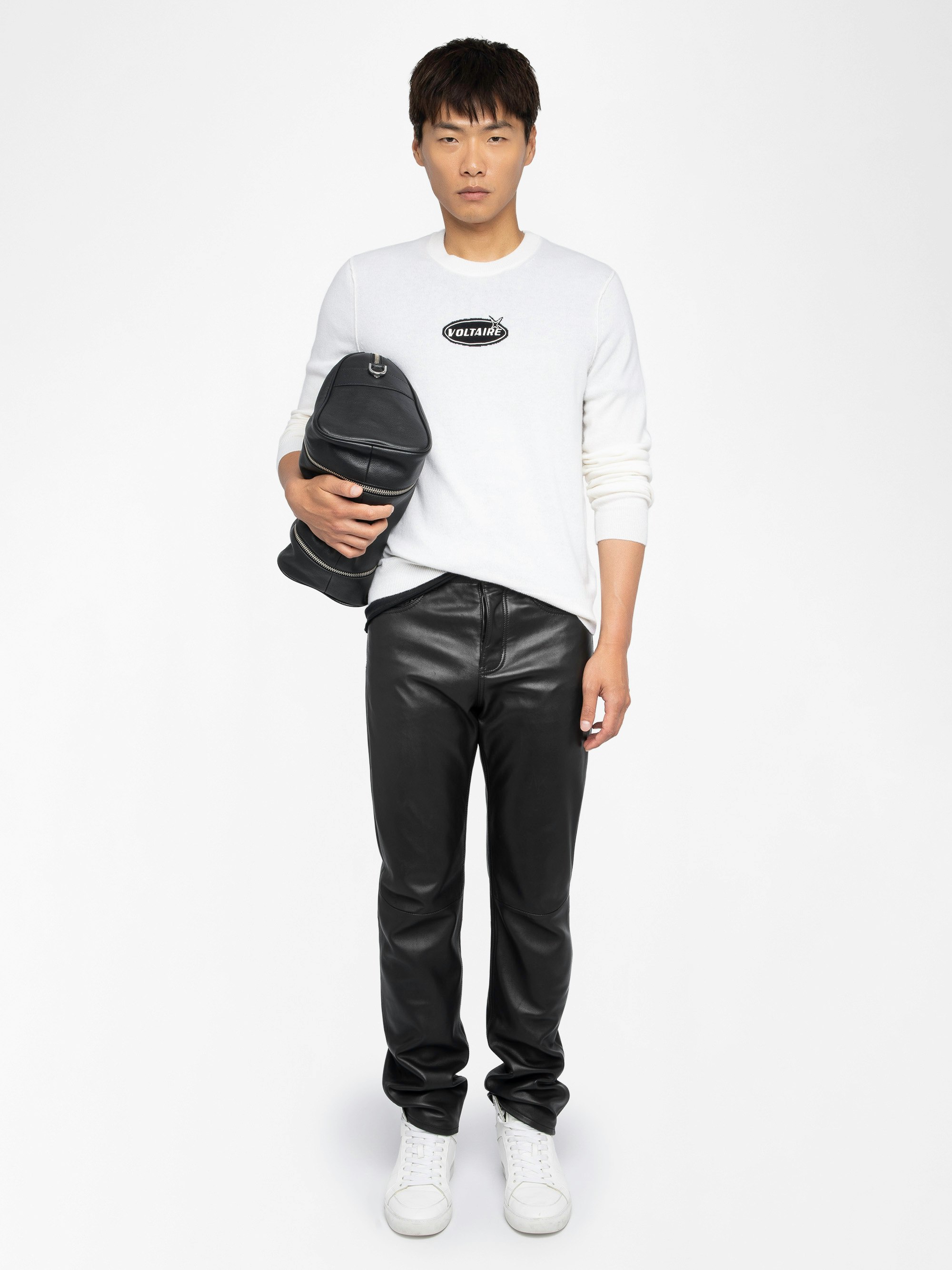 Kennedy Sweater - Round neck sweater with intarsia on the front.