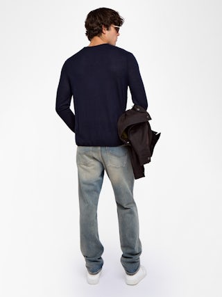 Maglia Monastir 100% cashmere - Maglia con collo Henley e ricamo "Revoltaire".