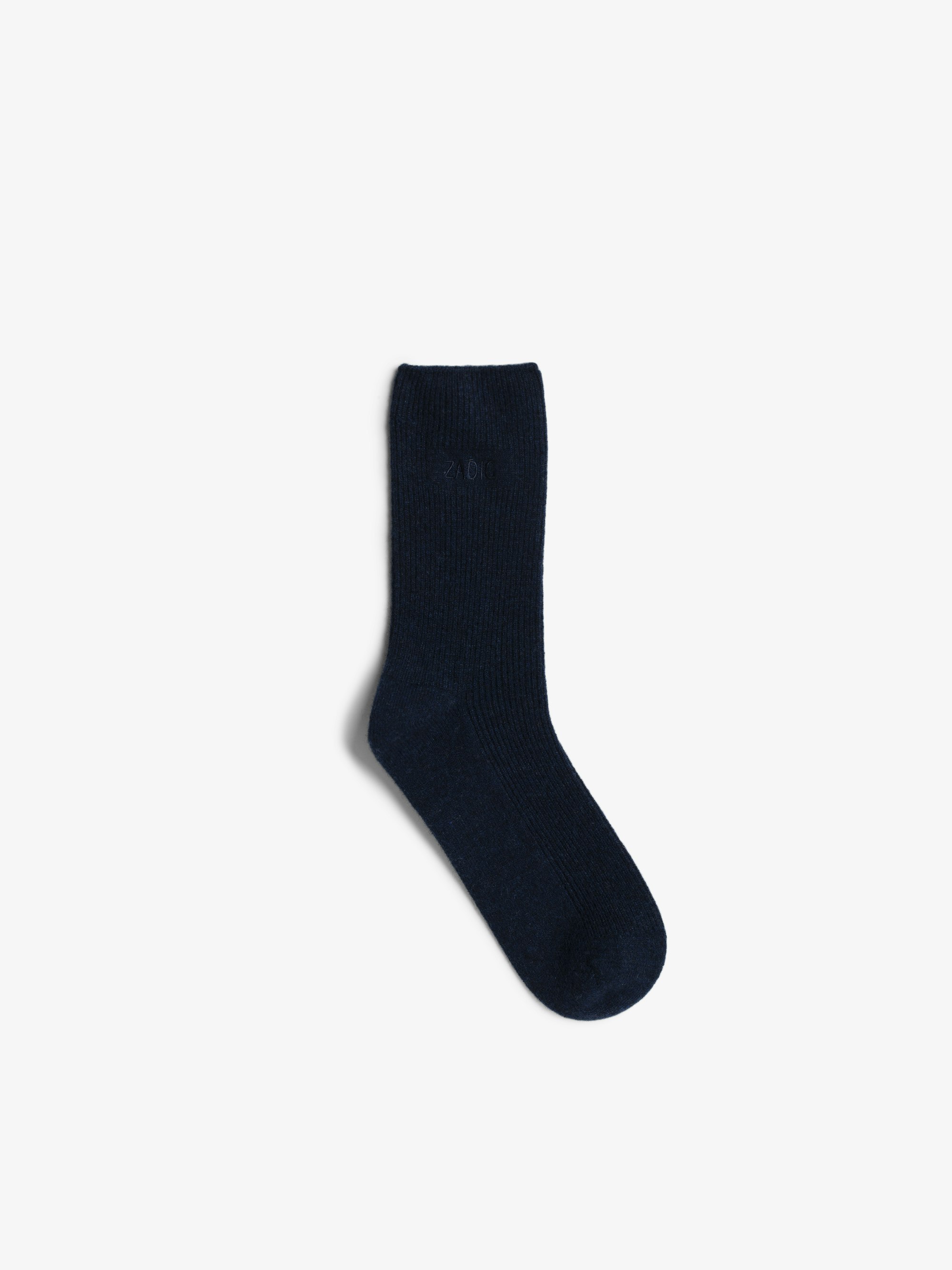 Nacky Socks 100% Cashmere - Mid-length socks in 100% navy blue cashmere, with a pouch.