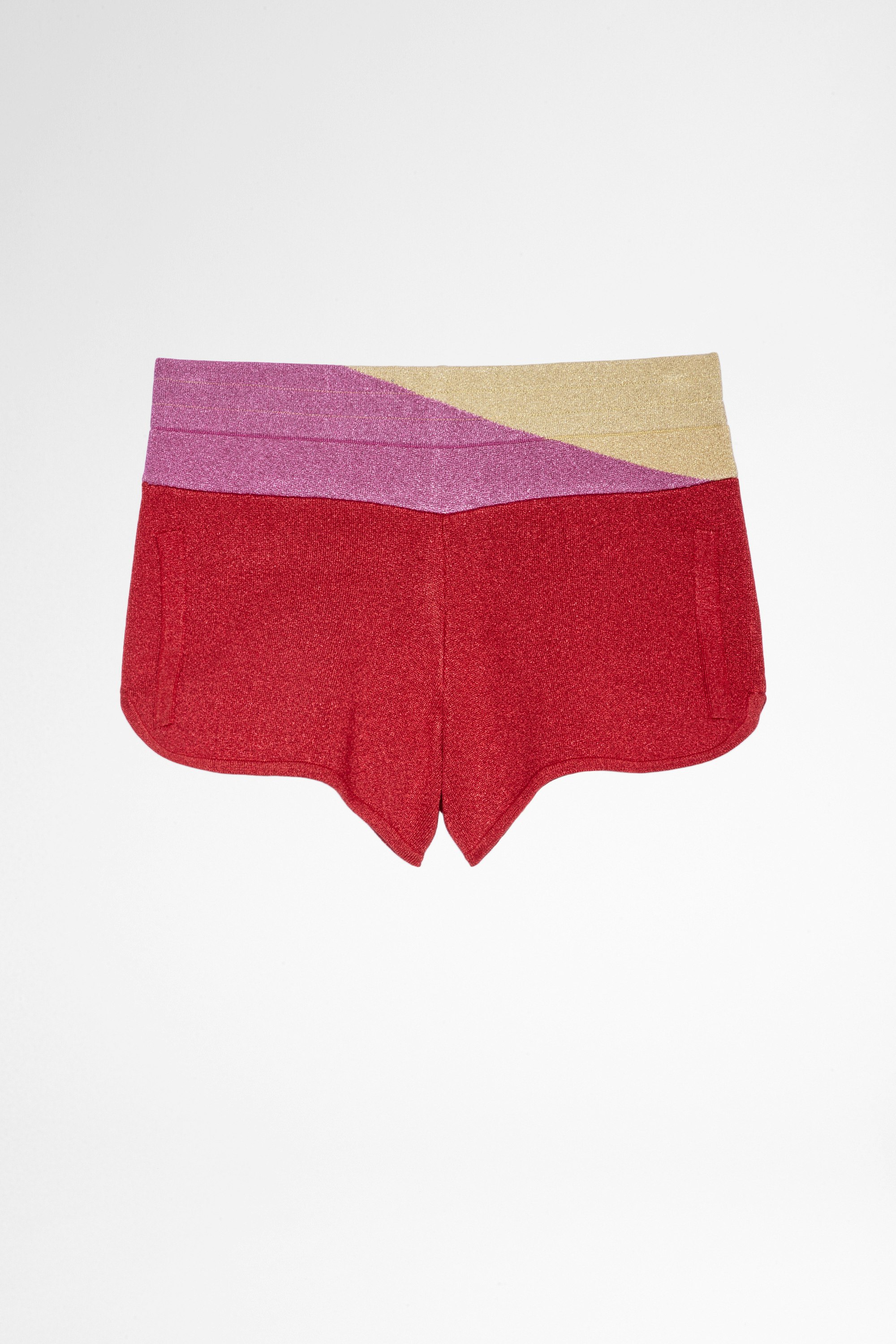Smile Shorts Women's shorts with glittering red metallic thread