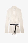 Dazzy Cardigan Cashmere - Women's long beige knitted cardigan