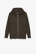 Anya Cardigan - Women's bronze hooded knit cardigan