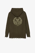 Anya Cardigan - Women's bronze hooded knit cardigan