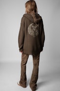 Anya Cardigan - Women's bronze hooded knit cardigan