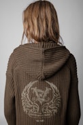 Anya Cardigan - Women's bronze hooded knit cardigan