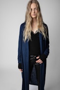 Rona Cashmere Cardigan - Women's navy blue cashmere cardigan