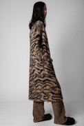 Gilet Tilda Tiger - Gilet long camel à motif tigré femme