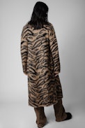 Gilet Tilda Tiger - Gilet long camel à motif tigré femme