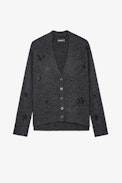 Cardigan Mirka Cachemire - Cardigan in cashmere antracite con stelle di strass - Donna