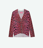 Mirka 100% Cashmere Cardigan - Women’s pink leopard-print cashmere cardigan.