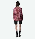 Gilet Mirka 100% Cachemire - Gilet en cachemire rose imprimé léopard.