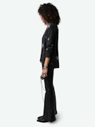 Mirka Stars Cardigan 100% Cashmere - Loose anthracite 100% cashmere cardigan with button fastening and contrasting intarsia tweed star motifs.
