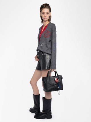 Mirkaz Cashmere Cardigan - V-neck buttoned cardigan with embroidery.