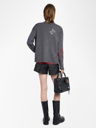 Mirkaz Cashmere Cardigan - V-neck buttoned cardigan with embroidery.