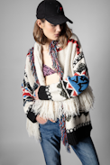 Ella Cashmere Jacket - Women's cashmere jacket with colourful fringes