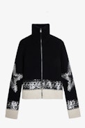 Gilet Christa Sequins Cachemire - Gilet en cachemire noir à motifs étoiles et bandes ornées rebrodées de sequins unisexe.