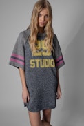 Ally Dress - Women's mesh dress with metallic thread with 25" print