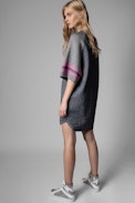 Ally Dress - Women's mesh dress with metallic thread with 25" print
