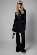 Jenna Dress - Women's navy blue knitted sweater dress with sequins