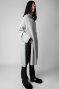 Selena Dress - Oversized grey marl dress with round neckline and long sleeves