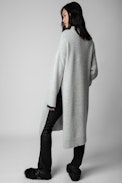 Selena Dress - Oversized grey marl dress with round neckline and long sleeves