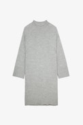 Selena Dress - Oversized grey marl dress with round neckline and long sleeves