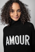 Abito Almira We Amour - Abito dolcevita in maglia nera con motivo Amour donna