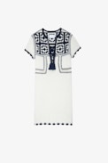 Robe Imany - Robe courte en coton écru contrasté à détails crochet Femme