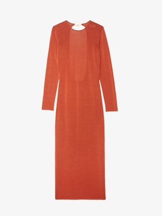 Sarra Kleid - Langes Kleid mit offenem Rücken und Flügelverschluss.