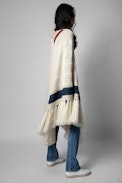 Poncho Linn Cashmere - Maxi poncho in beige knitwear for women