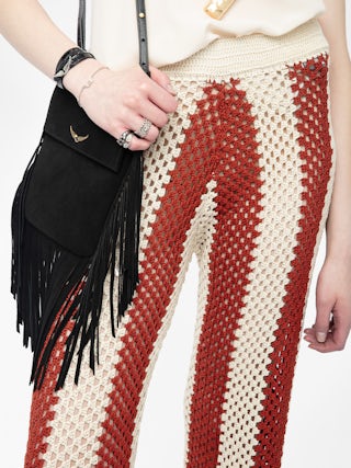 Pia White Crochet Pants - Striped crochet pants.