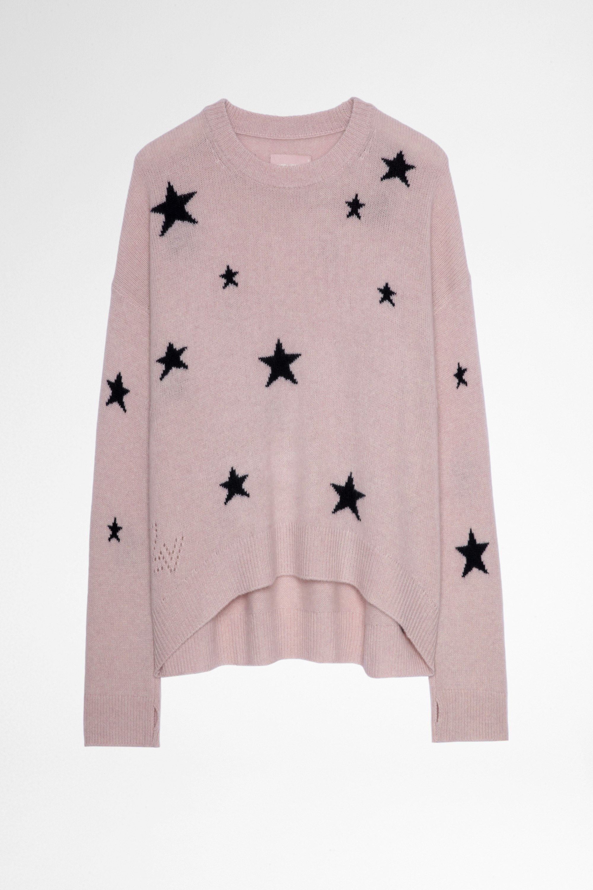 Pullover Markus Stars Kashmir Damen-Pullover aus rosafarbenem Kaschmir mit Sternmotiven
