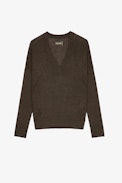 Brumy Cashmere Jumper - Women's V-neck bronze feather cashmere jumper