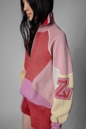 Pull Ross Shiny - Pull rose colorblock shiny zippé Femme