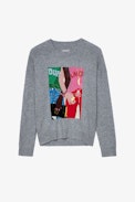Band of Sisters Kansas Boss Cashmere Jumper - Women’s grey marl cashmere jumper with Band of Sisters motif