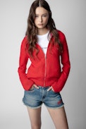 Cardigan Gylia Cachemire - Cardigan femme rouge Zadig & Voltaire en cachemire, inscription "Voltaire" au dos.
