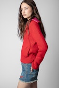Cardigan Gylia Cachemire - Cardigan femme rouge Zadig & Voltaire en cachemire, inscription "Voltaire" au dos.