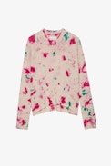 Jersey Markus Cachemira - Jersey de cachemira con estampado tie&dye rosa y verde para mujer