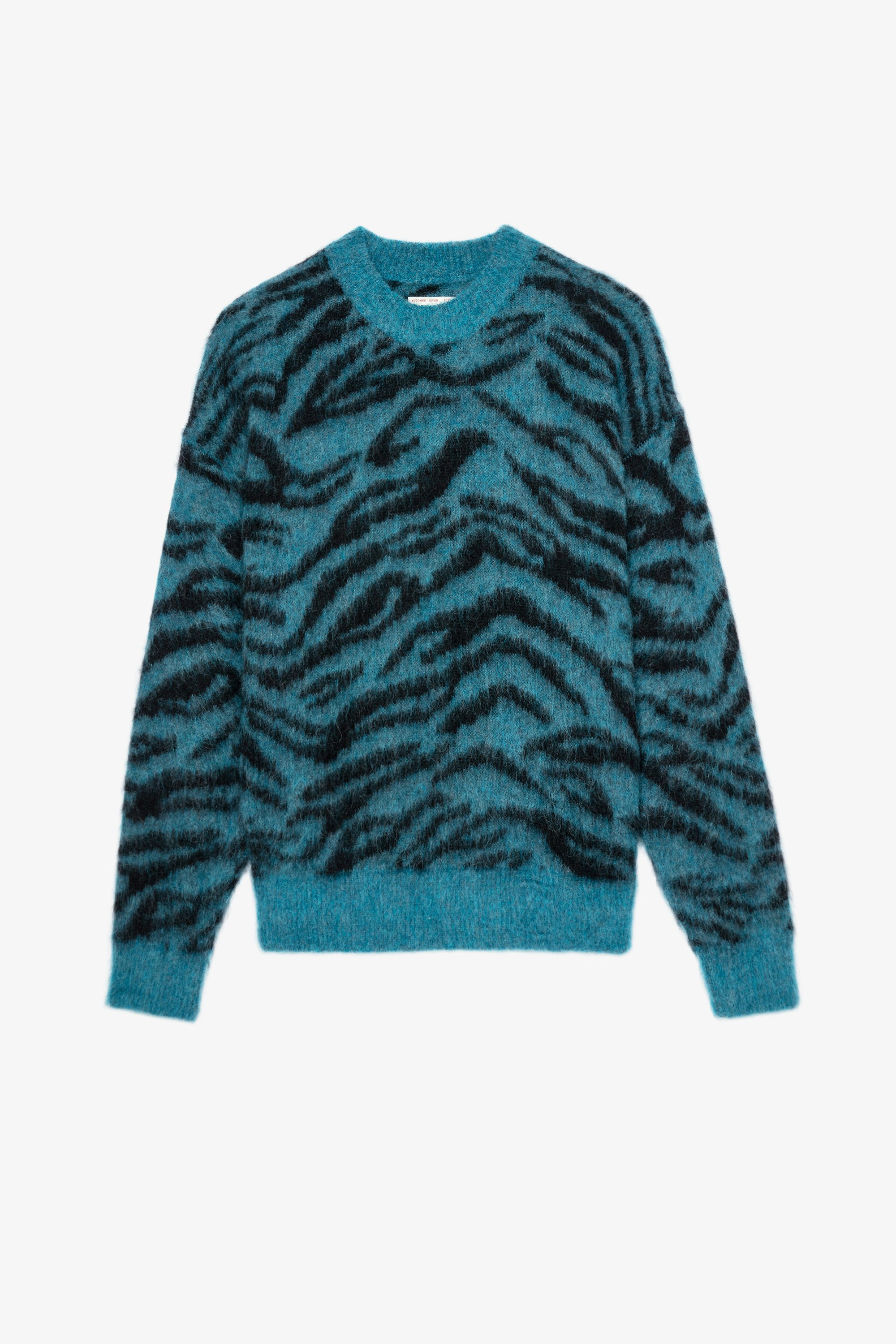 Rita Tiger Jumper Men’s blue round-neck knit jumper with long sleeves