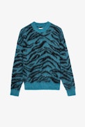 Rita Tiger Jumper - Men’s blue round-neck knit jumper with long sleeves