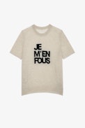 Ida Cashmere Jumper - Women’s short-sleeved cashmere jumper with “Je m’en fous” slogan.