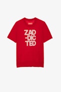 Ida Cashmere Jumper - Women’s cherry cashmere short-sleeved jumper with “Zaddicted” slogan