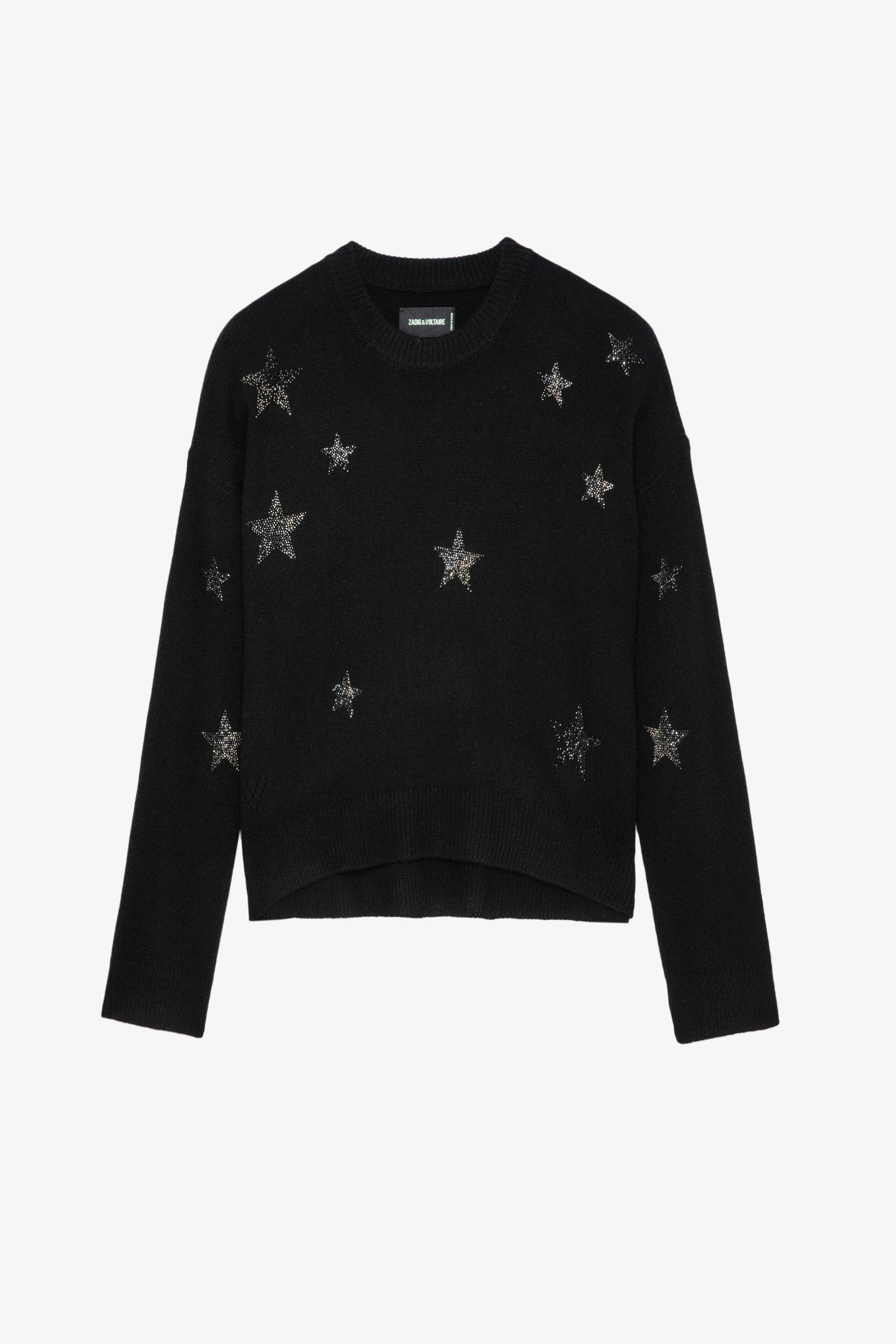 Markus Stars カシミヤ ニット Women’s black rhinestone cashmere jumper with star motifs