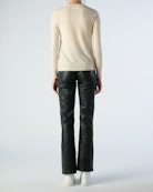 Gaby Coup De Cœur Sweater - Women's cream white wool and cashmere sweater with "COUP DE CŒUR" intarsia on front.