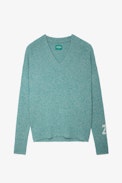 Rosy Jumper - Women’s green knit jumper with ZV signature on the left sleeve.