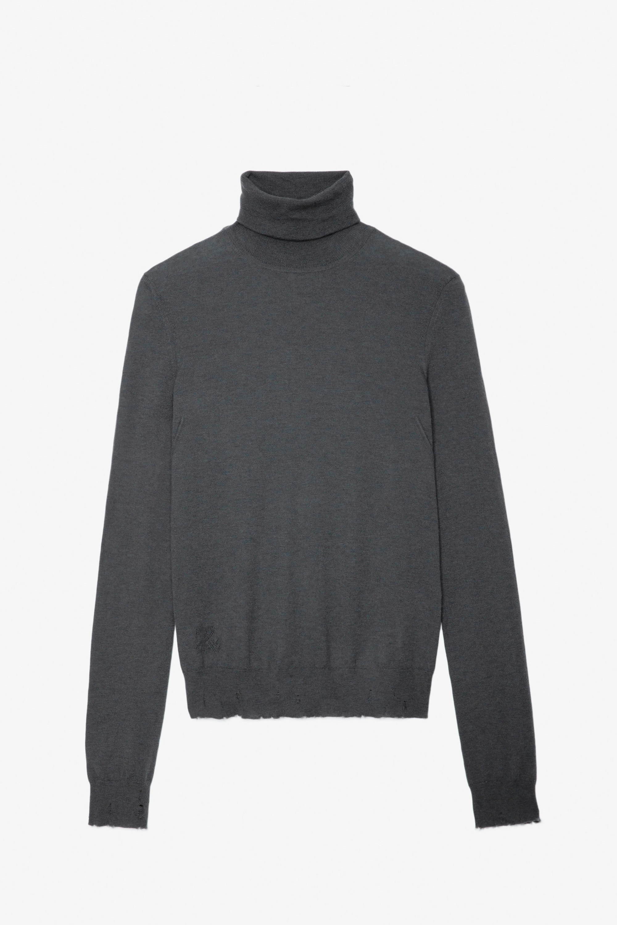 Bobby Cashmere Jumper - Women's Bobby grey feather cashmere turtleneck jumper with long sleeves.