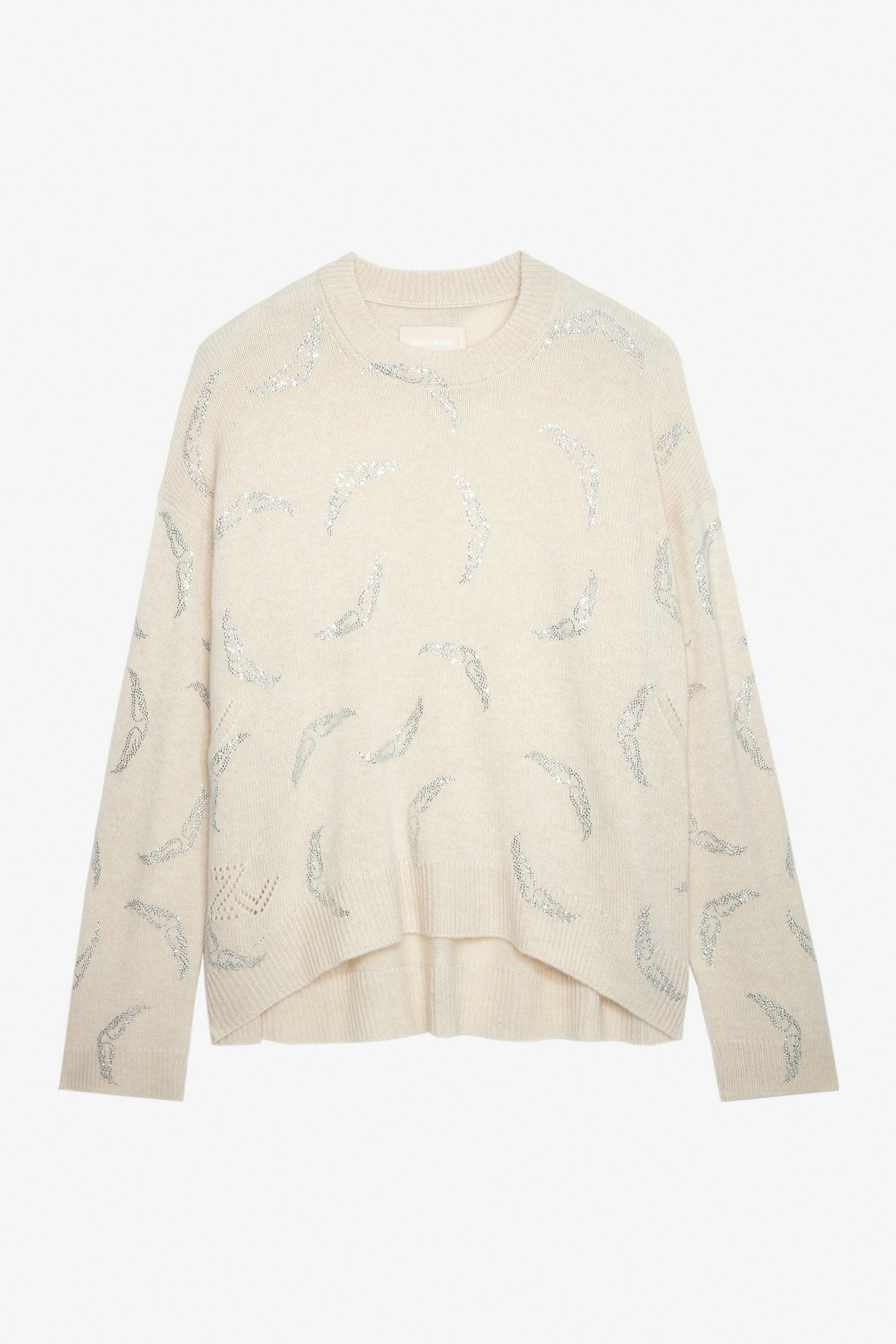 Markus Diamanté Cashmere Sweater  - Women’s off-white cashmere sweater with diamanté wing motifs.